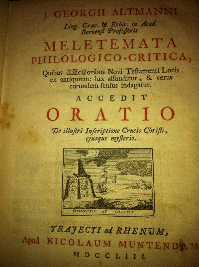 Altmann, Meletemata Philologico-Critica, quibus difficilioribus Novi Testamenti
